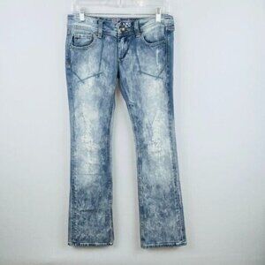ReRock Express Jeans Womens Artsy Unique Bleached Acid Wash Bootcut 4